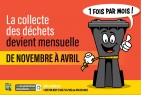 À compter du 1er novembre | Collecte mensuelle du bac noir