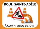 À compter du 16 juin | Entraves routières sur le boulevard de Sainte-Adèle