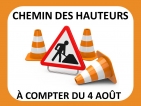 À compter du 4 août | Travaux de réfection routière sur le chemin des Hauteurs