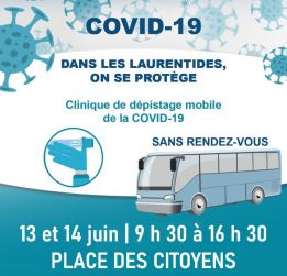 13 et 14 juin | Clinique de dépistage mobile de la COVID-19, SANS RENDEZ-VOUS 